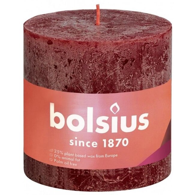 Candela Rustica Bolsius Shine 100/100 Rosso Velluto 1 Pezzo