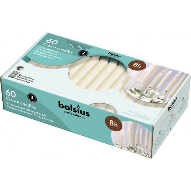 Vela de corona Bolsius 200/24 marfil 60 unidades