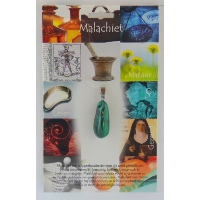 Ciondolo in Malachite, Pietra del Benessere, 1 Pezzo
