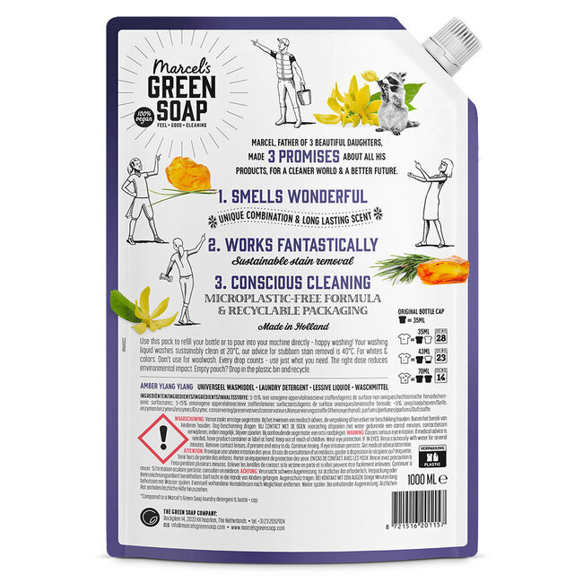 Wasmiddel Amber & Ylang Ylang Navulling 1000.00 Milliliter