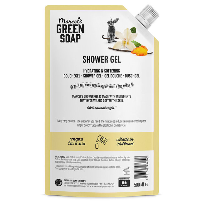 Shower Gel Vanilla & Amber Navulling 500.00 Milliliter