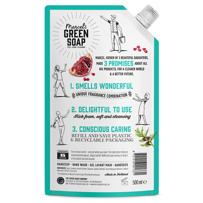 Handzeep Ceder & Pomegranate Navulling 500.00 Milliliter