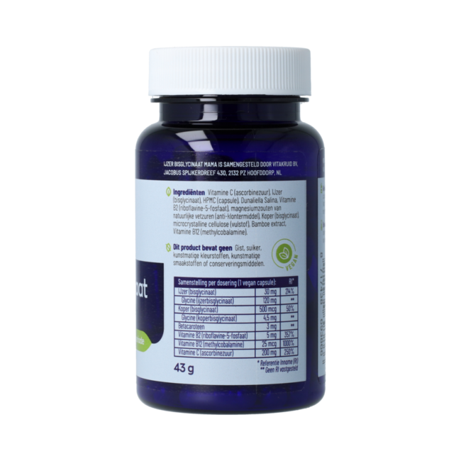 IJzer Bisglycinaat Mama 30 Complex oa koper, C 90.00 Vegetarische capsules