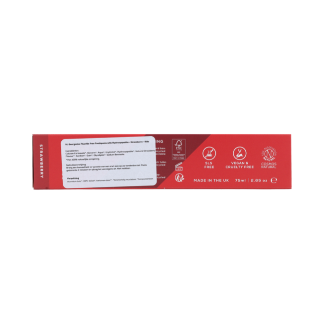 Fluoride Free Toothpaste Hydroxyapatite Strawberry 75.00 Milliliter