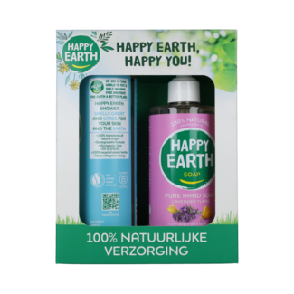 Happy Earth Geschenkset Zedernholz-Limette Duschgel & Lavendel-Ylang Handseife 1,00 Stück
