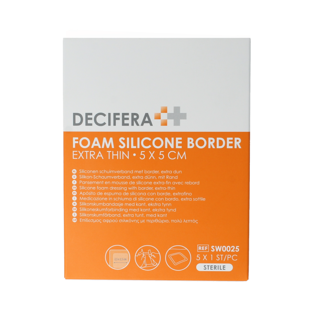 Decifera Foam silicone border extra dun 5x5cm 5 Stuks