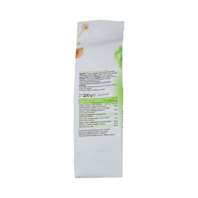 Zandkoekjes hazelnoot & granen bio 200.00 Gram