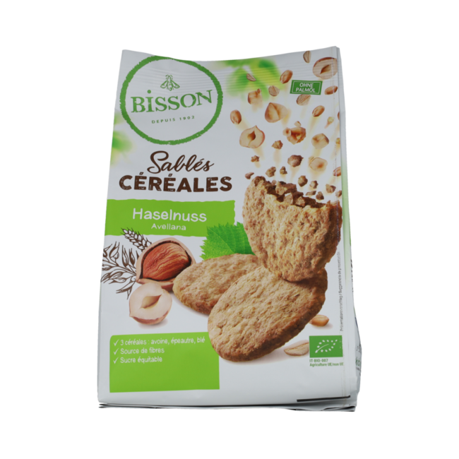 Shortbread biscuits hazelnut & cereals organic 200.00 Gram