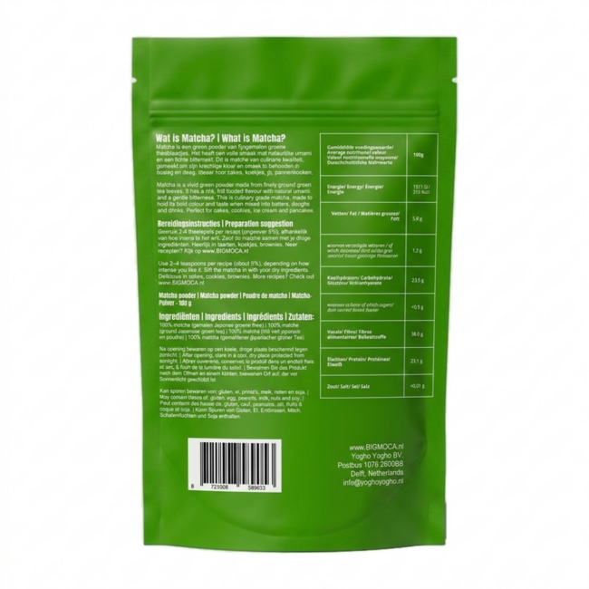 BIG MOCA Poudre de Matcha Culinaire 100,00 grammes