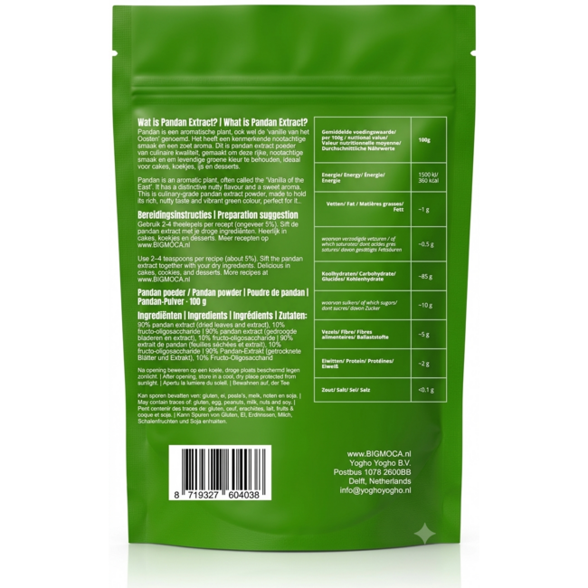 BIG MOCA Pandan Extract Poeder 100.00 Gram