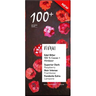 Vivani Cioccolato fondente 100% + lampone bio 80,00 Grammi