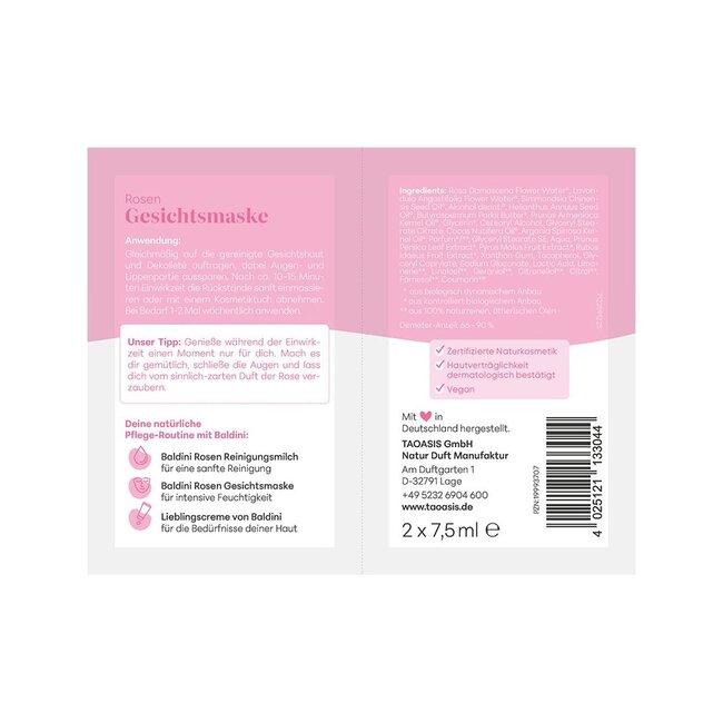 Baldini maseczka do twarzy Rose Bio Demeter 15,00 mililitra