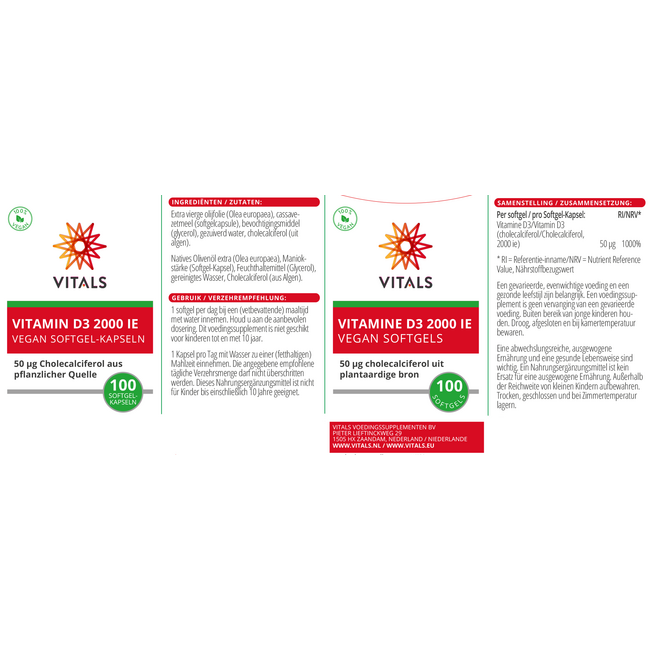 Vitamine D3 2000 ie Vegan Softgels 100.00 Softgels