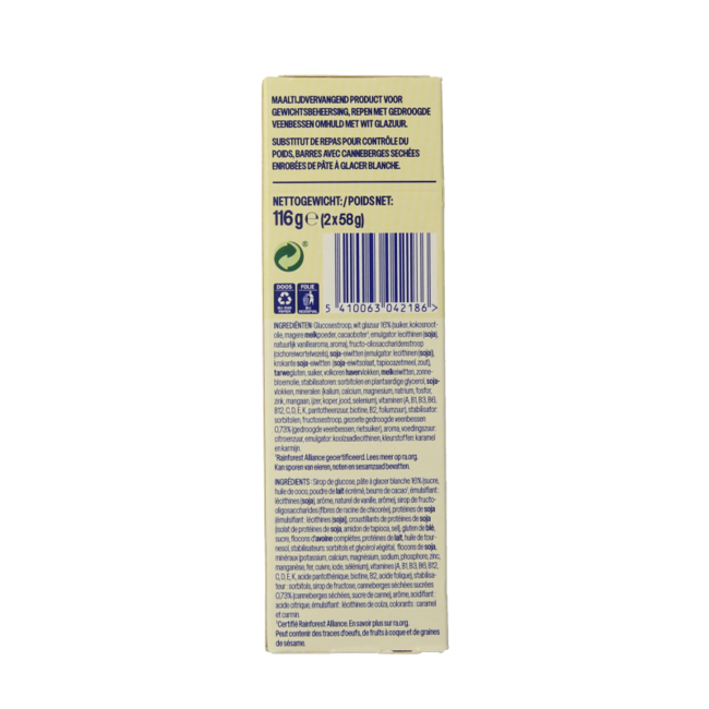 Barres substituts de repas cranberry cheesecake 116 g
