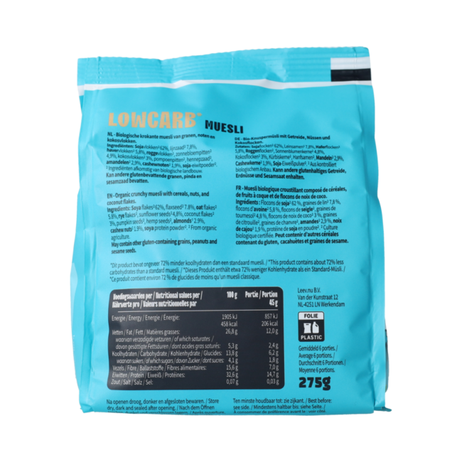 Muesli niskowęglowodanowe bio 275,00 gram