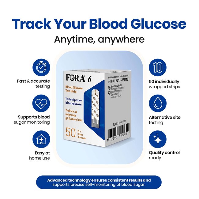 Bandeslettes de glucose FORA 6 50,00 pièces