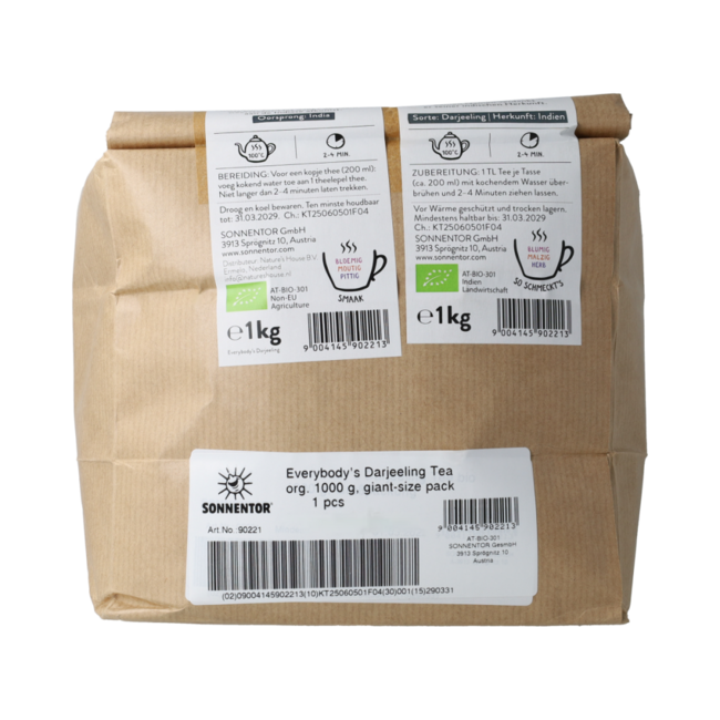 Darjeeling zwarte thee los bio 1.00 Kilogram