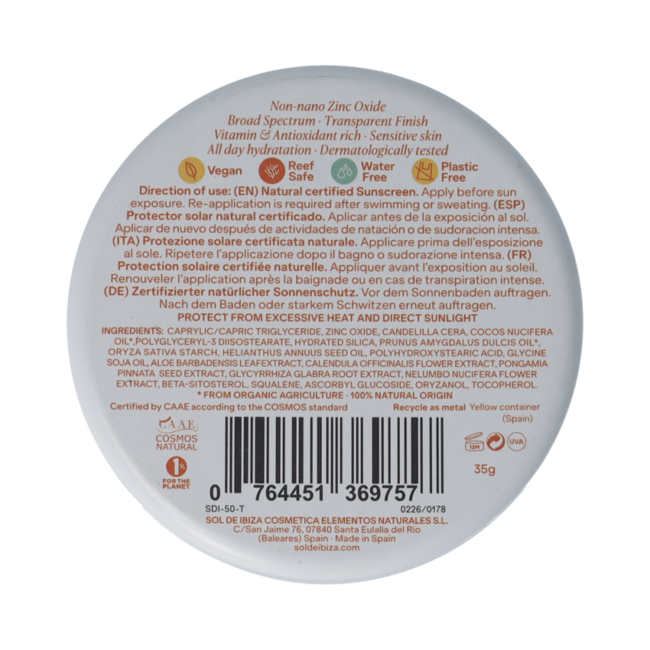 Zonnebrandcrème voor gezicht & nek SPF50 35.00 Gram
