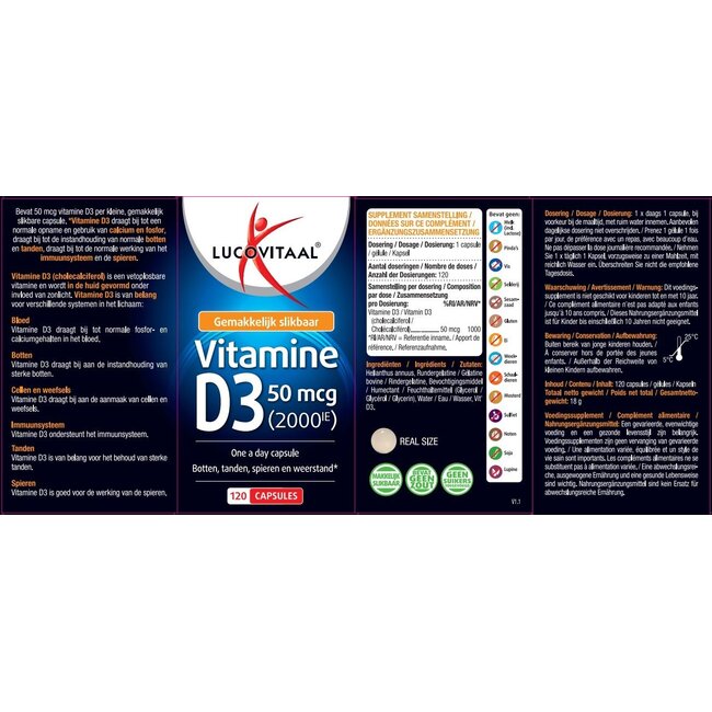 D3 50mcg 2000IE Vitamine 120.00 Softgels