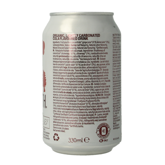 Organic sparkling cola 330 Millilitres