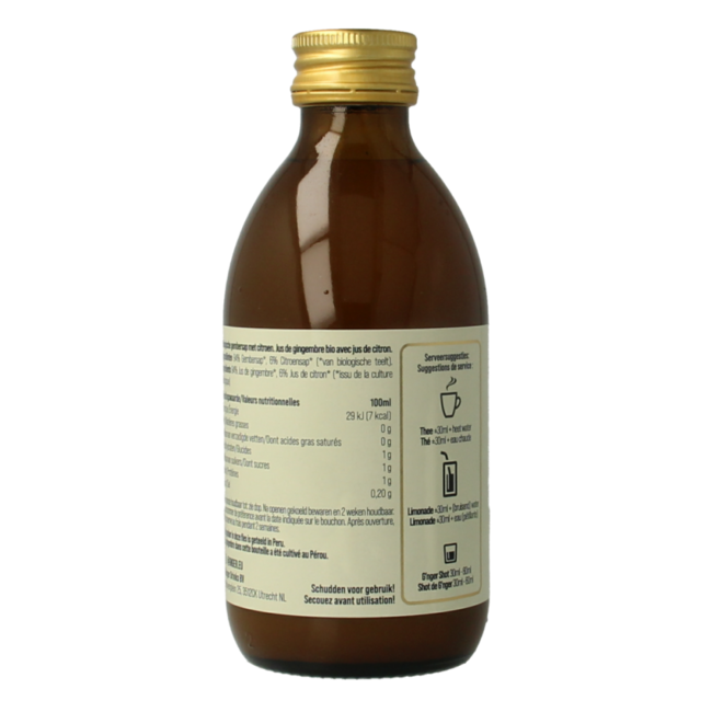 Zumo de jengibre con zumo de limón bio 250 miligramos