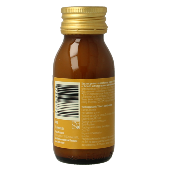 Shot de zumo de frutas con jengibre y guaraná energy 60 mililitros