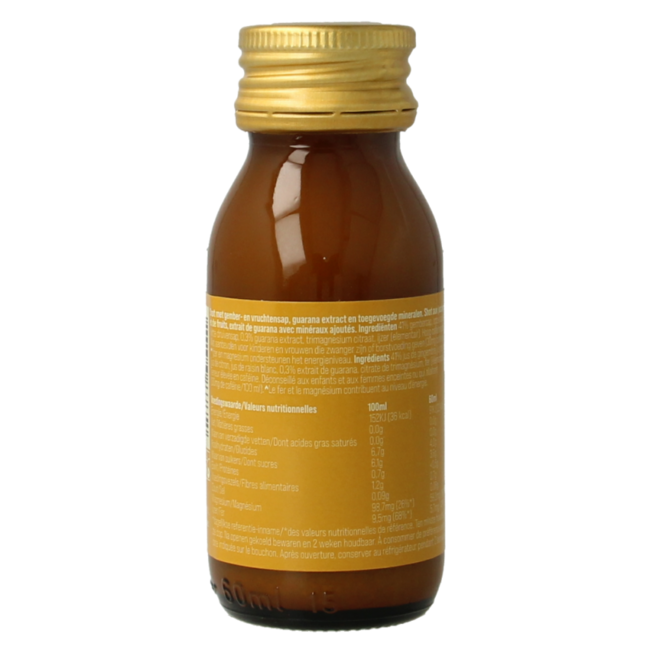 Shot de zumo de frutas con jengibre y guaraná energy 60 mililitros