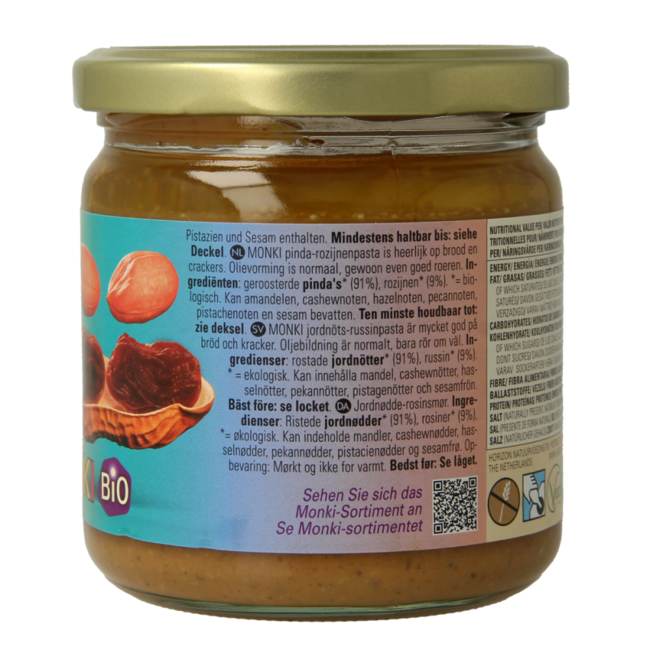 Pinda rozijnenpasta bio 330 Gram