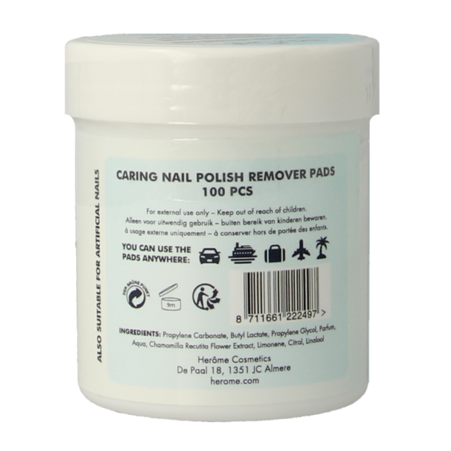 Nagellak remover pads caring  100 Stuks