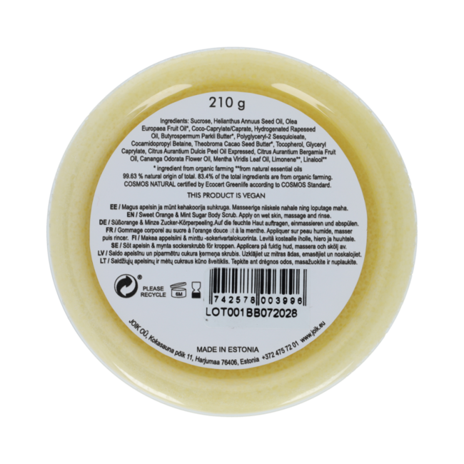 Sweet orange & mint sugar scrub vegan 210.00 Gram