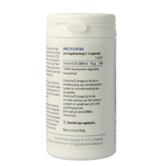Vitamine D3 3000IE/75mcg 180.00 Capsules