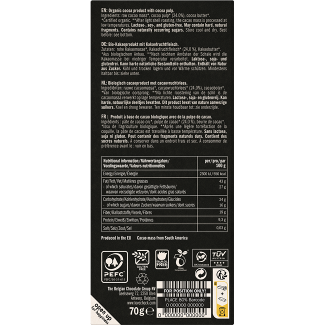 Lovechock 100% Cocoafruit 70.00 Gram
