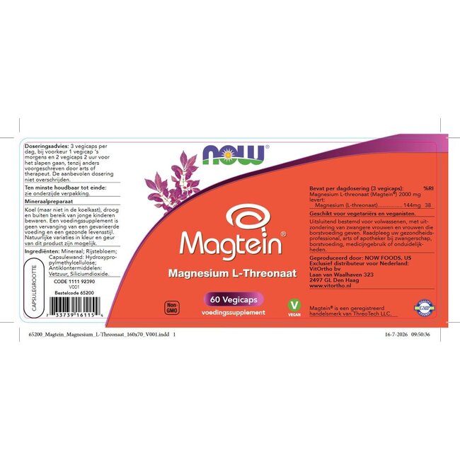 Magtein Magnesium L-Threonaat 60.00 Vegetarische capsules