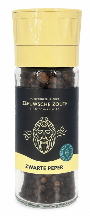 Zeeuwsche Zoute keramische zwarte pepermolen 55 Gram