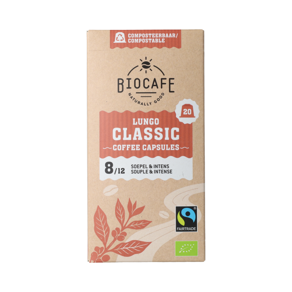 Biocafe Koffiecapsules Lungo bio 20 Stuks