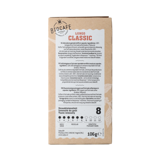 Koffiecapsules Lungo bio 20 Stuks