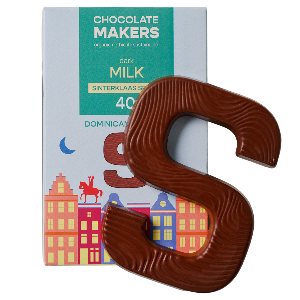 Chocolatemakers Sintletter 40% melk met sinterklaaskruiden bio 100 Gram