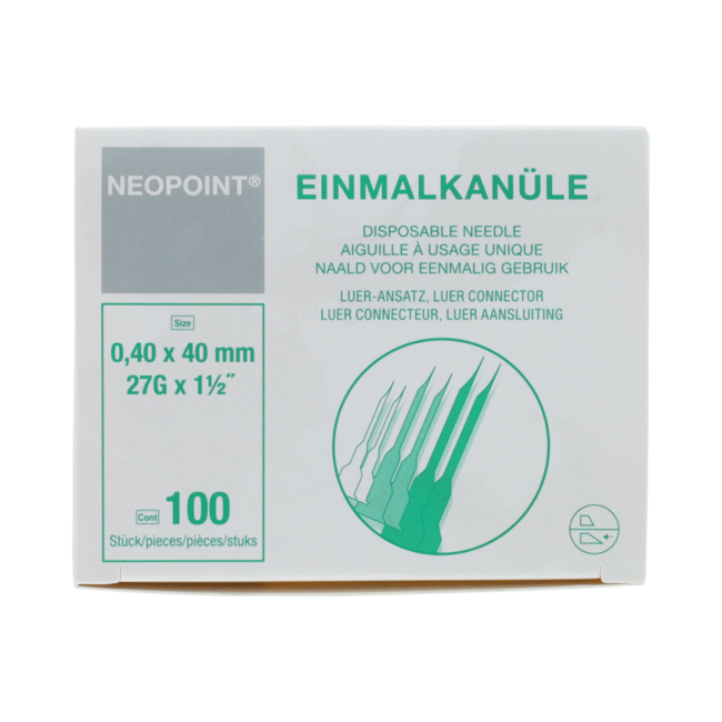 Neopoint injectie naald 0.40X 40MM   100.00 Stuks