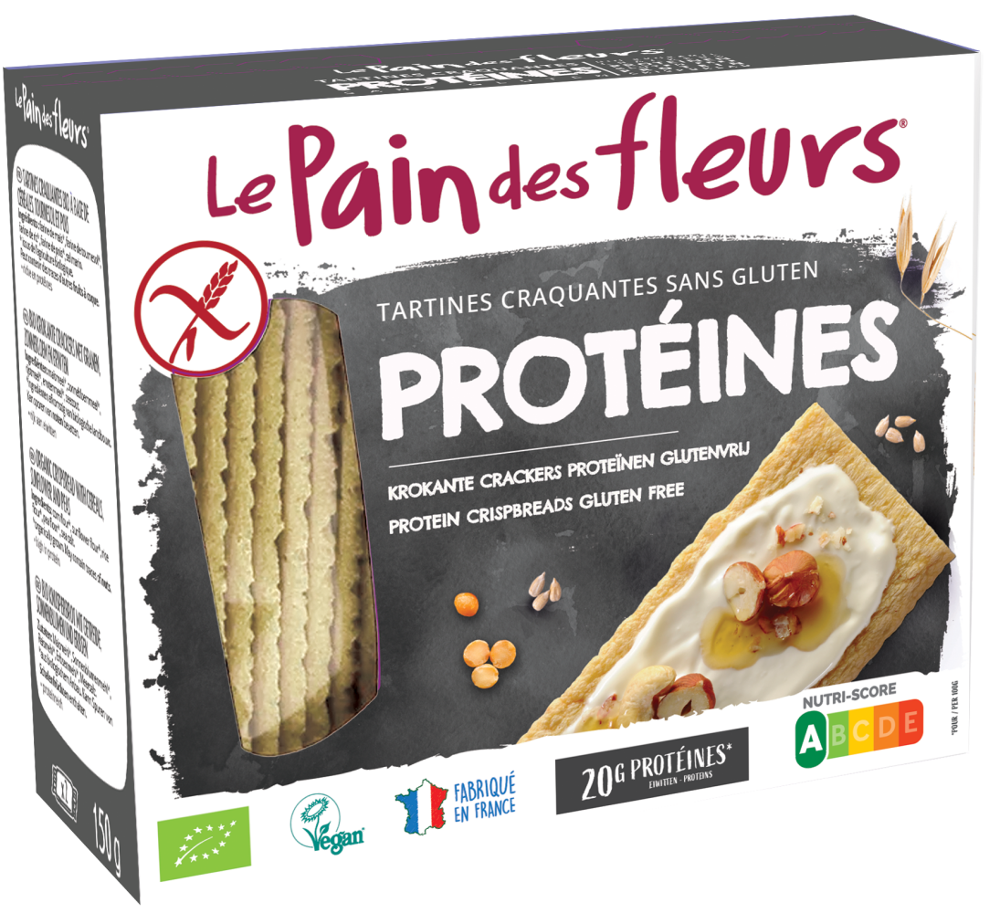 Pain Des Fleurs Krokante crackers proteine glutenvrij bio 150.00 Gram