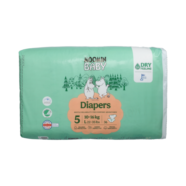 Moomin Baby luiers maat 5 36 pcs. 10-16 kg 36.00 Stuks