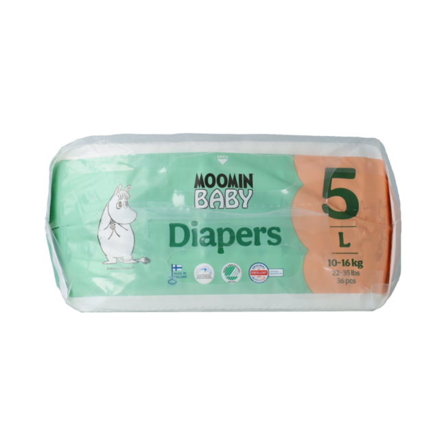 Moomin Baby luiers maat 5 36 pcs. 10-16 kg 36.00 Stuks