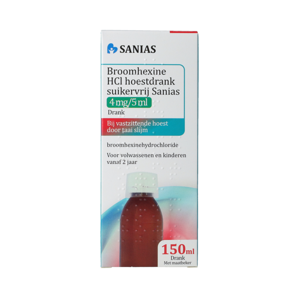 Sanias BROOMHEXINE HCL SANIAS HOESTDRANK 4 MG/5 ML FLACON 150.00 Milliliter