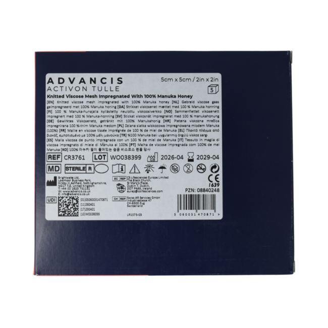 Activon Manuka Tulle 5x5cm BOX5 pcs 5.00 Stuks