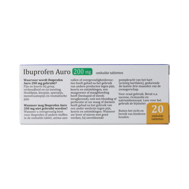 IBUPROFEN AURO TABLET OMHULD 200 MG UAD 20.00 Stuks