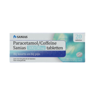 Sanias PARACETAMOL/COFFEINE SANIAS TABLET 500/50 MG AV 20.00 Stuks