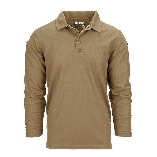 101Inc. Tactical Polo Long Sleeve Quick Dry Coyote 101Inc. Tactical Polo Long Sleeve Quick Dry Coyote