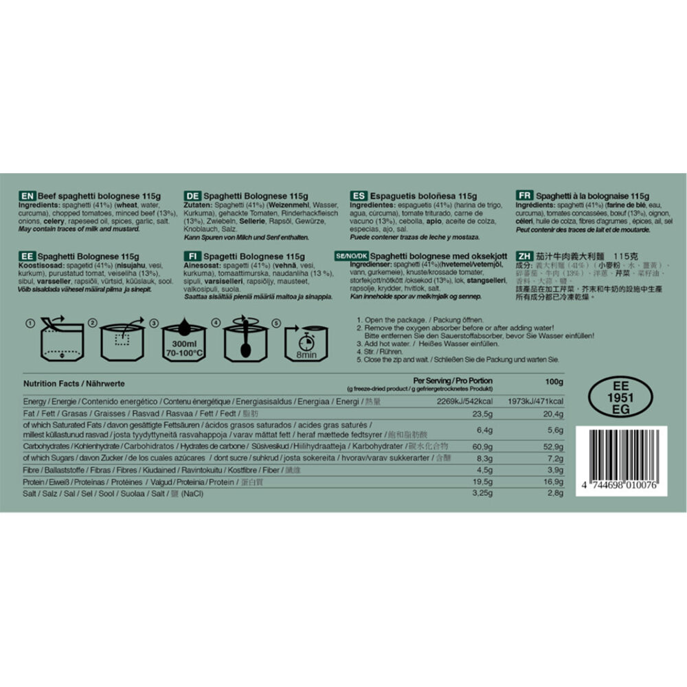 Tactical Foodpack Beef Spaghetti Bolognese