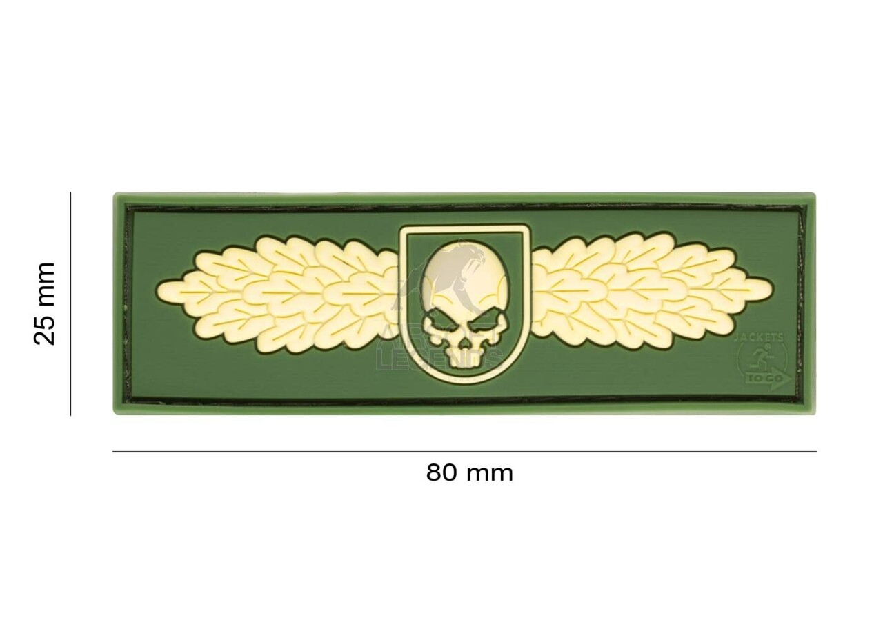 JTG Winged Skull Rubber Patch OD Green