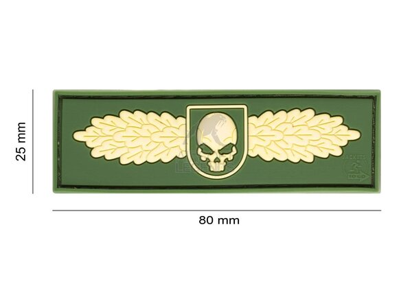 JTG Winged Skull Rubber Patch OD Green