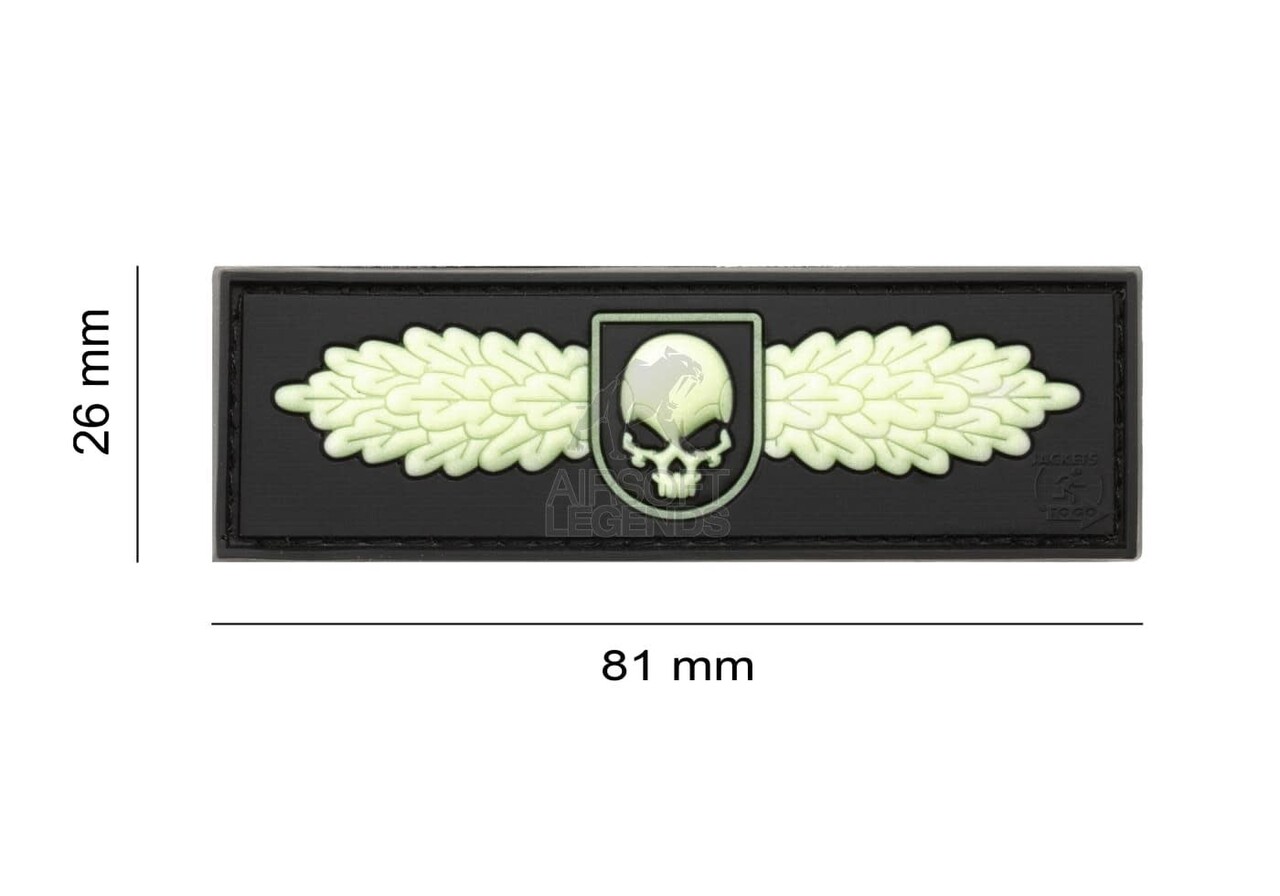 JTG Winged Skull Rubber Patch Glow in the dark